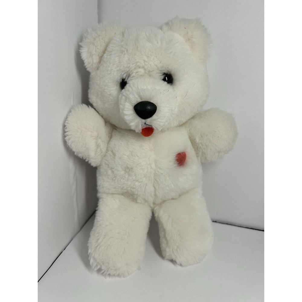 Vintage Dakin 1983 Heart Throb Teddy Bear Plush 9" White Stuffed